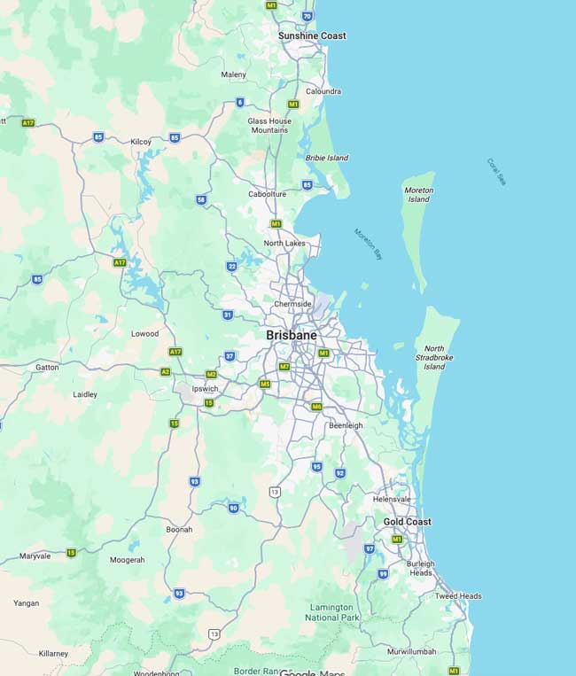 map of Sunstate Commercial Crushing & Screening service areas